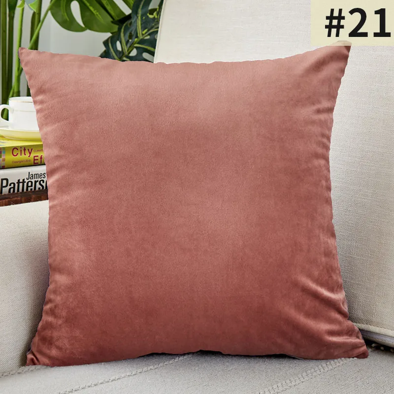 Luxurious Velvet Solid Color Decorative Throw Pillow Cover for Sofa and Living Room Decor