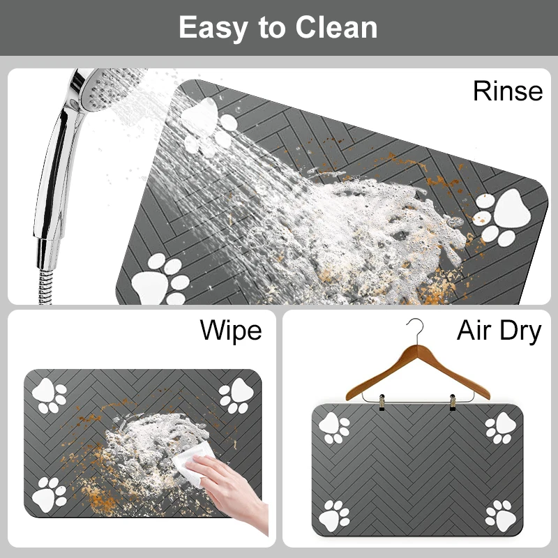 Absorbent Quick-Dry Pet Feeding Mat with Non-Slip Rubber Backing 5