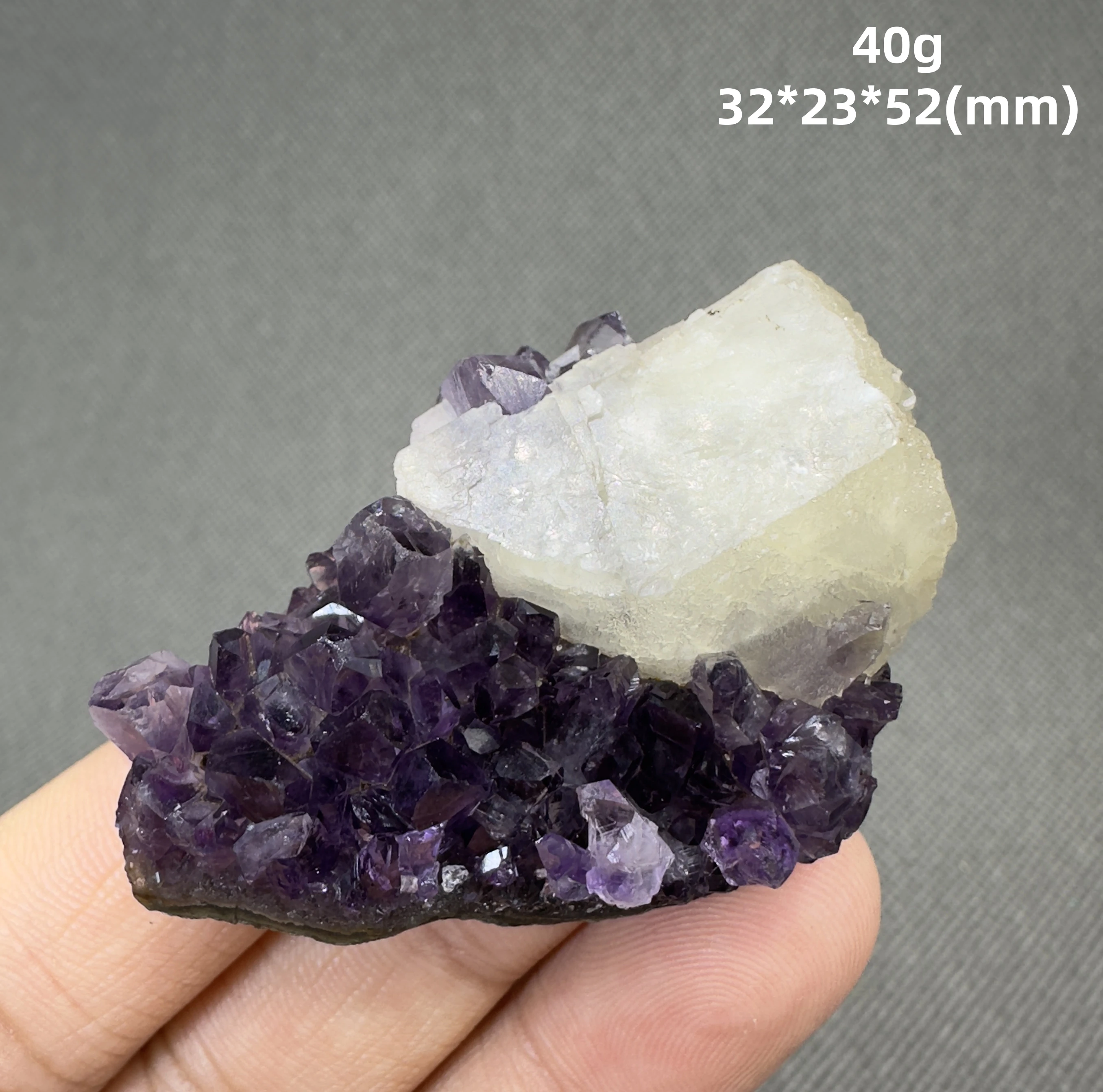 Natural Amethyst and Calcite symbiosis Mineral Specimens + healing quartz crystals and stones rock gemstone 4