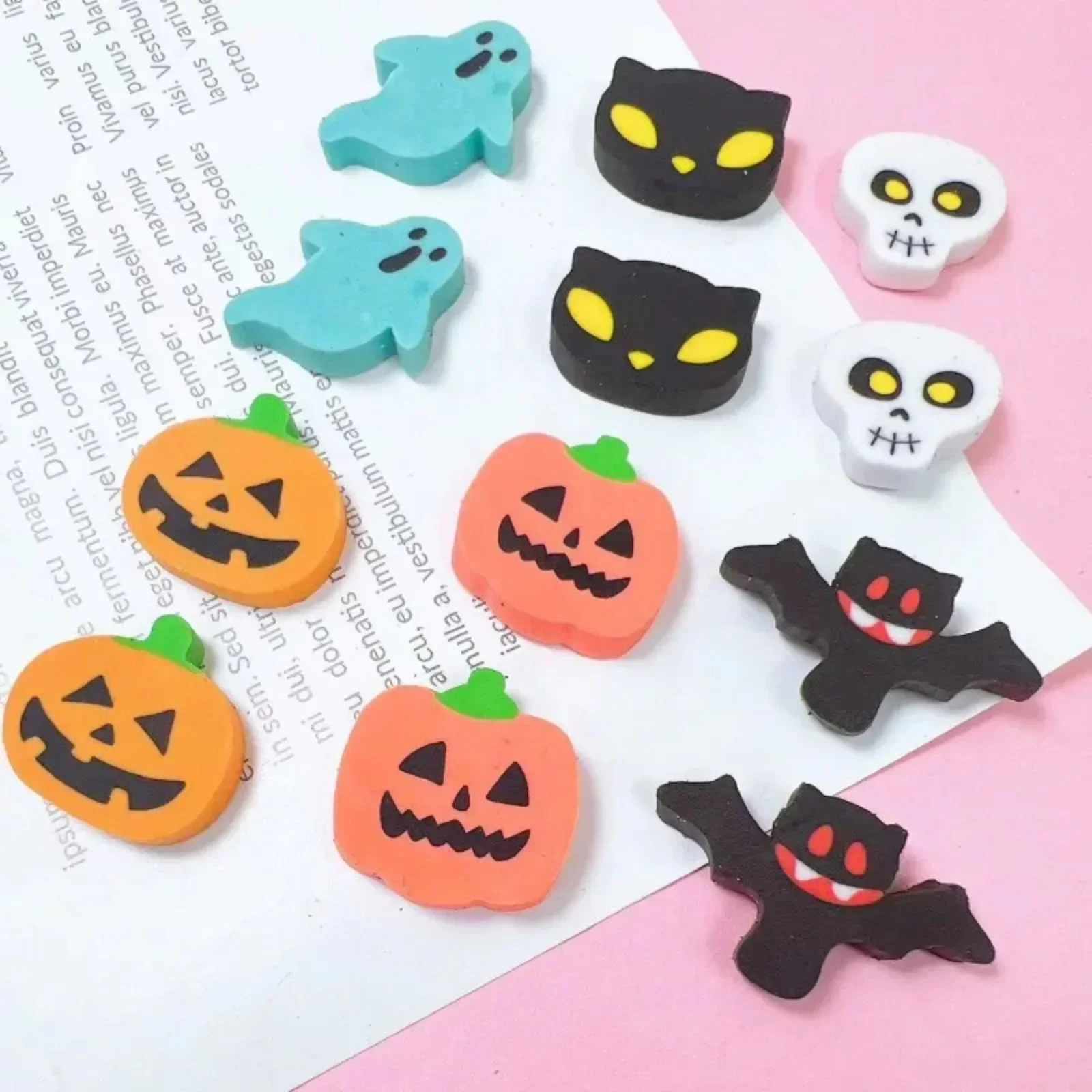 Halloween Eraser Creative Mini Cartoon Bat Skull 5pcs For Pencil Eraser