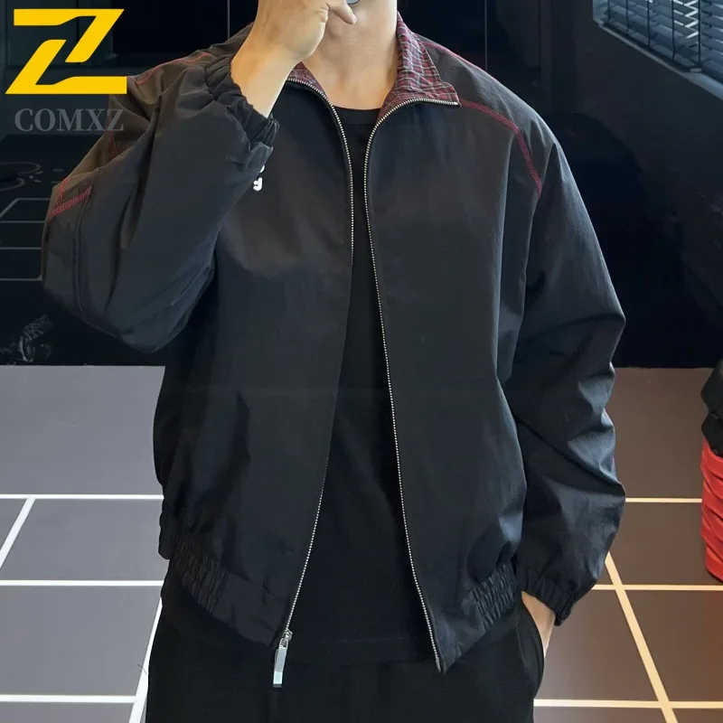 COMXZ 2025 New Men Women High Street Trendy Loose Jacket Hong Kong Style Casual Spring Autumn Waterproof and Windproof Outerwear