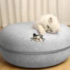 Felt Donut Bed for Cats House With Breather Hole Dog Bed Interactive Play Toys for Cats to Hide 2 in 1 Tunnel for Cats Bed 2
