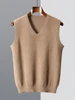 Men Wool V-neck Sweater Vest Pullover Autumn Winter Basic Casual Cashmere 100% Merino Wool Knitted Soft Sleeveless Waistcoat Top 1