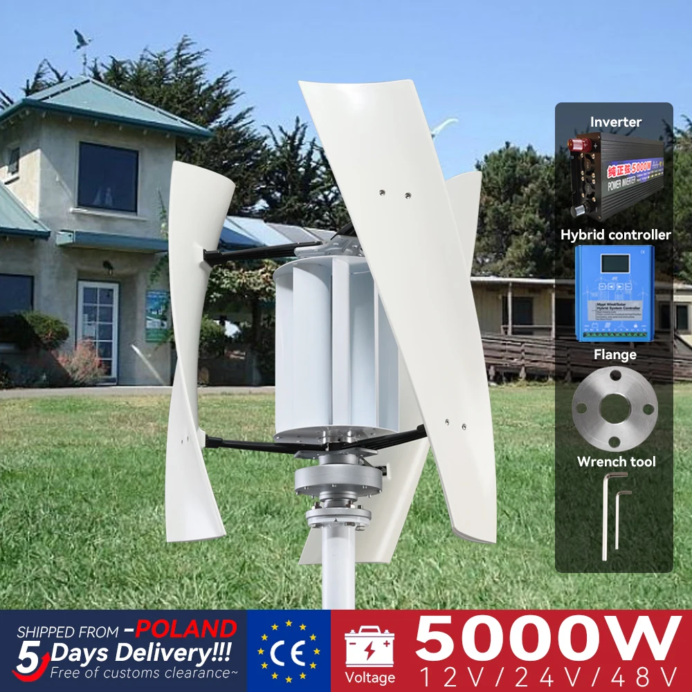 Wind Turbine 5KW Vertical Axis Maglev Plant High Voltage Generator 5000w 2000w 12V 24V 48V