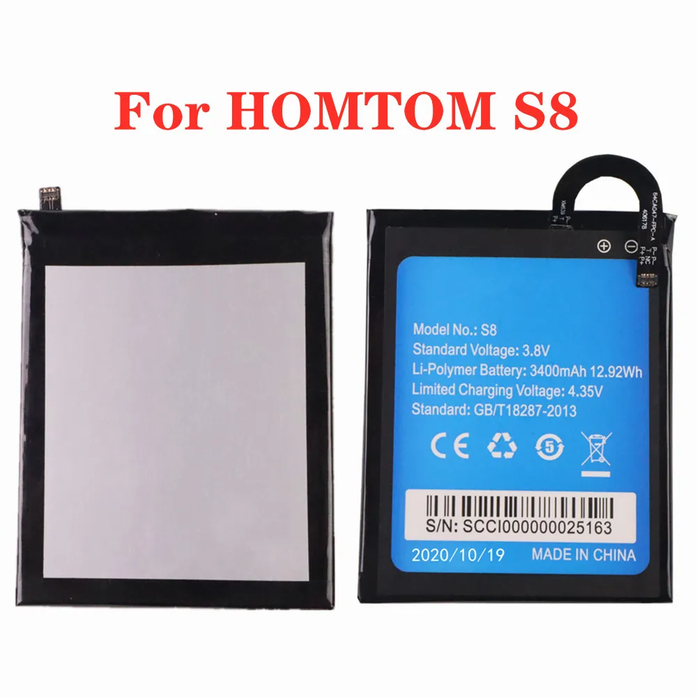 

High Quality Original Battery For HOMTOM S8 5.7inch 3400mAh Backup Replacement Batteries Bateria In Stock With Fast Shipping