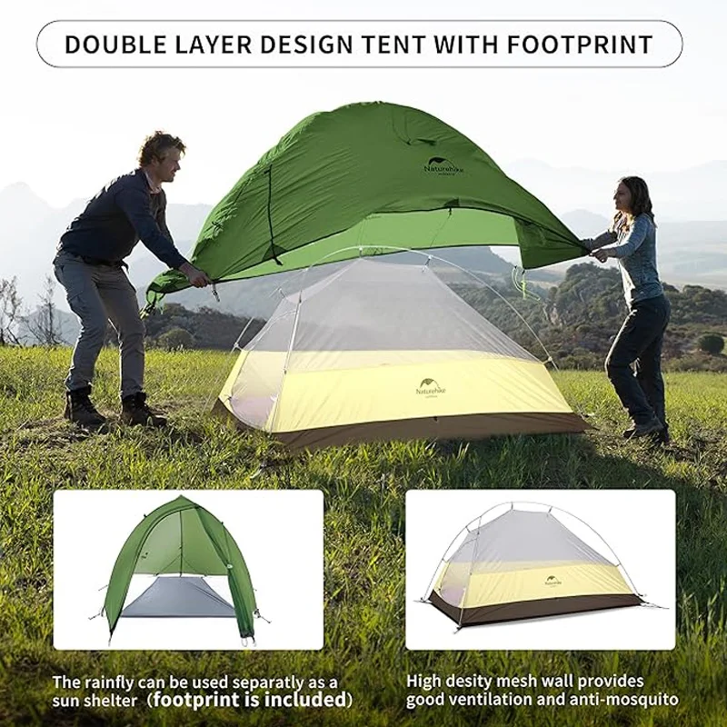 Naturehike Camping Tent Cloud Up 1 Person Ultralight Outdoor Waterproof Tent Hiking Beach 20D Nylon 210T Backpacking Tents