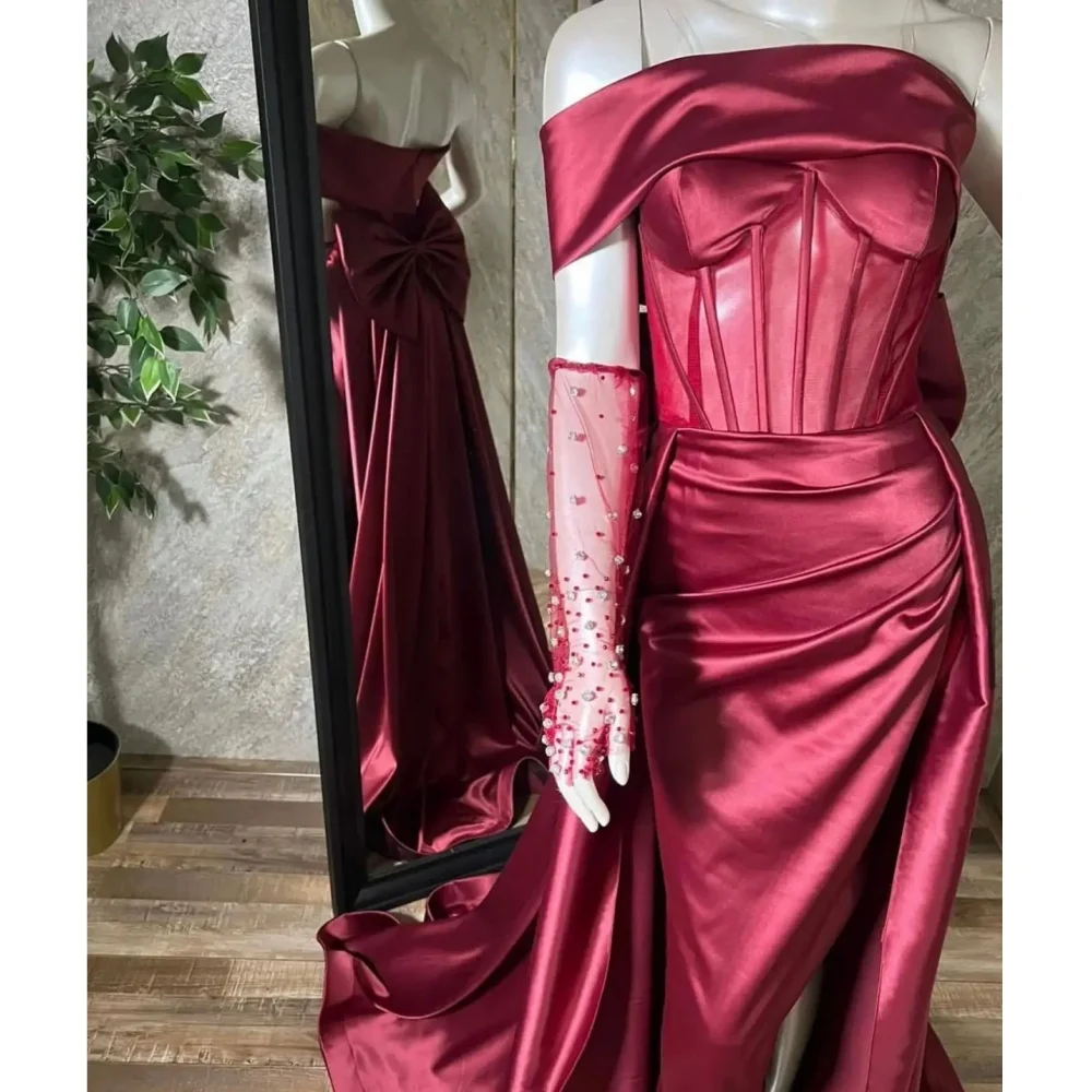 

Muloong Strapless Chapel Train Women Elegant And Pretty Luxury Prom Dress