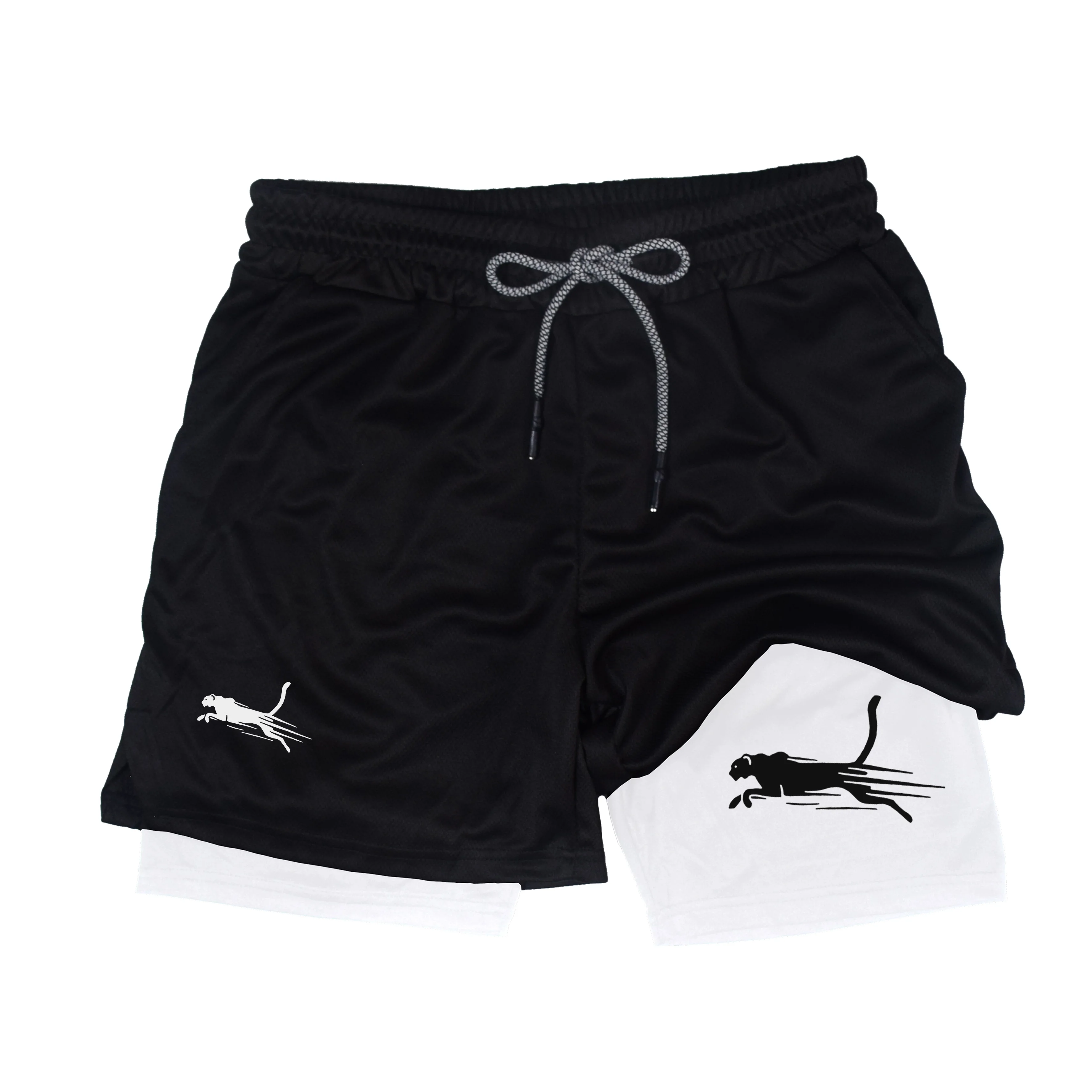 Men's Fitness Two-in-one Shorts Double-layer Beach Pants Trendy Printed Sports Shorts Outdoor Training Running Shorts M-3XL 6