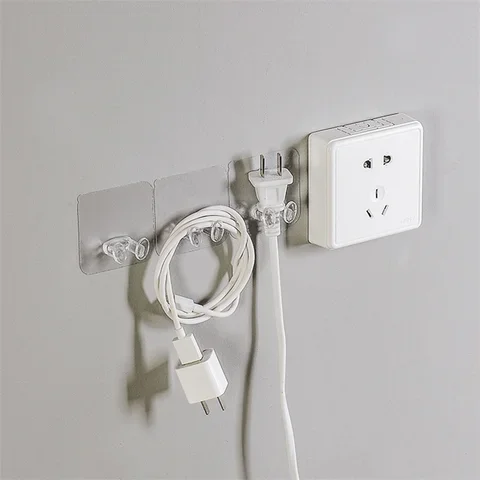 

10/5Pcs Wall Storage Hook Punch-free Power Plug Socket Holder Strong Adhesive Plug Hooks for Kitchen Bathroom Office Phone Towel