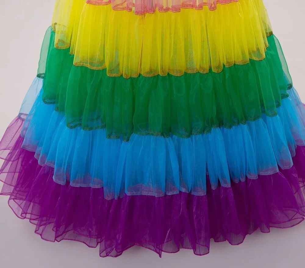 New Long Multicolor Petticoat Crinoline Underskirt Hoop Slip Wedding Dress Ball Gown