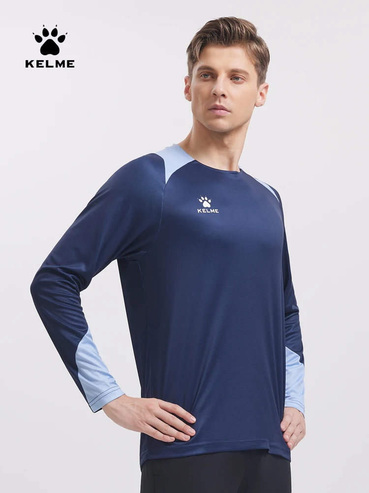 Kelme Long Sleeved Football Shirt Sports T-shirt Men's Training Running Quick Drying Top Breathable Running Basketball Shirt