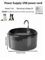 Automatic Water Fountain: 2.4L Pet Water Fountain, Cat Water Fountain for Cats Indoor, Silent Water Bowls for Small Animal 6