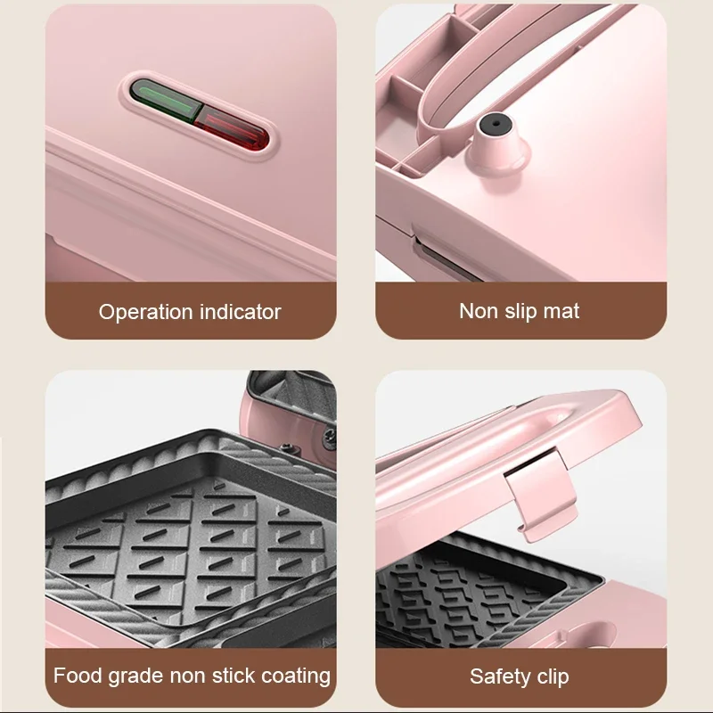 Electric Sandwich Maker Breakfast Baking Machine Egg Omelette Cooker Grill Pan Double-side Bread Pressure Toaster Ligh Food Oven sandwich maker