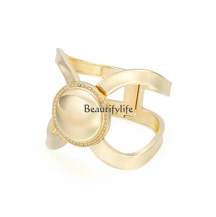 

European and American Exaggerated Wide Metal Bracelet Golden and Silver Korean Style Personality Fashion Super Star Style