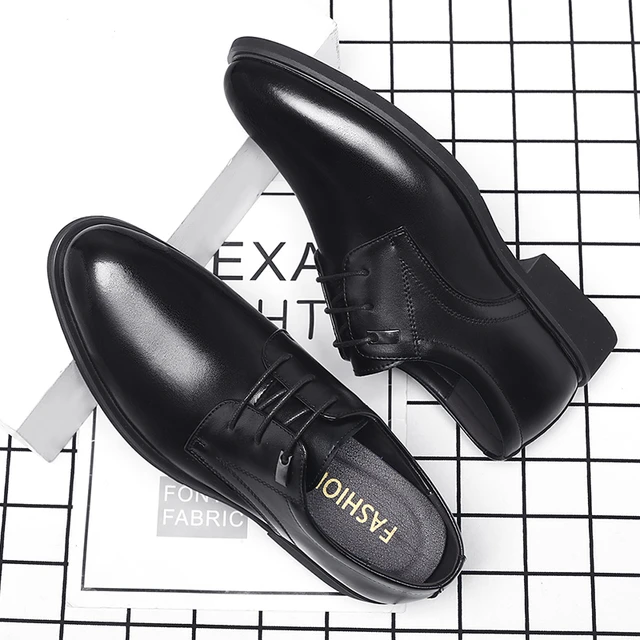 Hidden Heel 6cm Man Shoes Leather Genuine Elevator Shoes For Men Full Grain  Cow Leather Lace Up Casual Formal Dress Brown Shoes