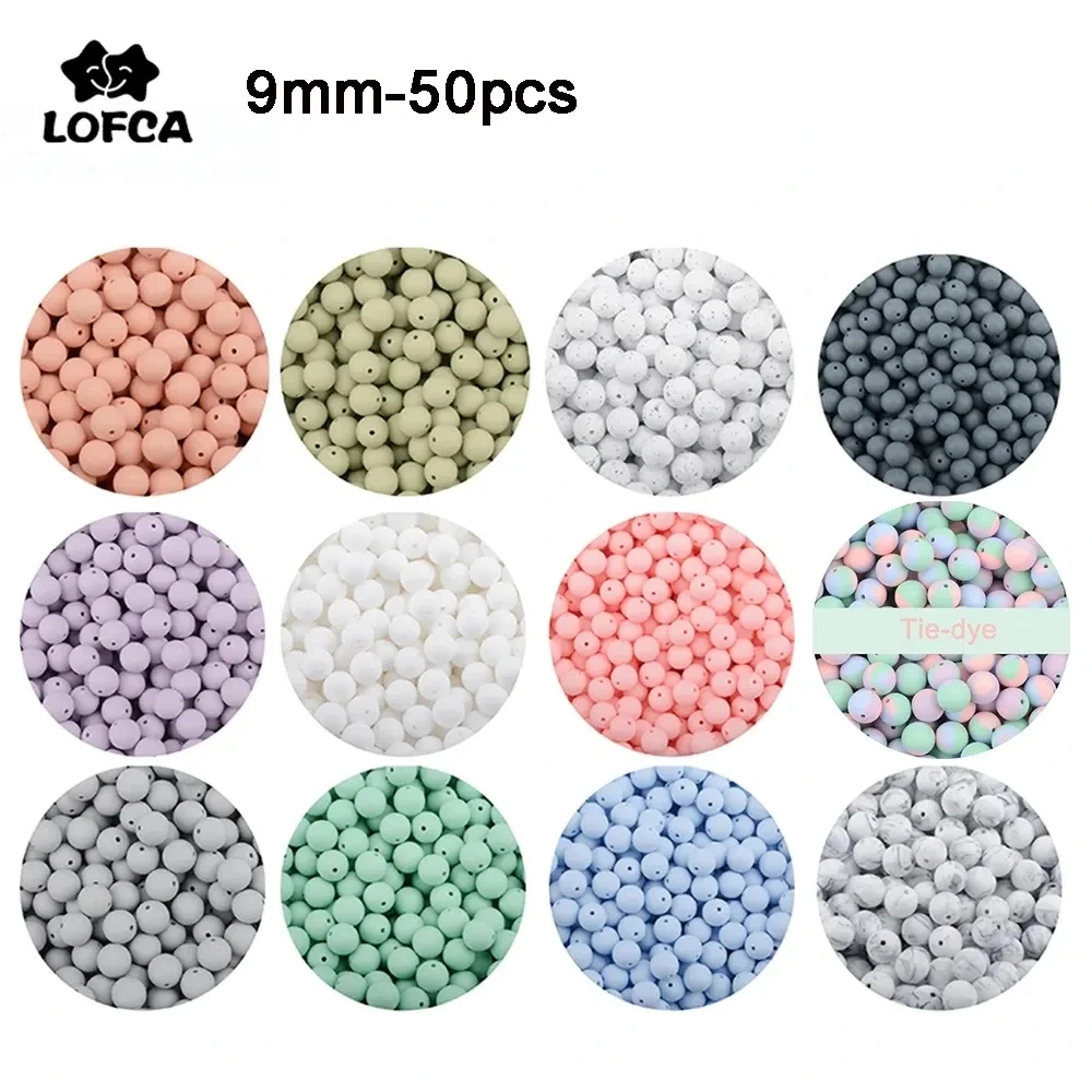 Silicone Teething Beads 50pcs Silicone Beads Pearl Food Grade Teething Beads DIY BPA Free Jewelry Baby Teether Toy Pacifier Chain