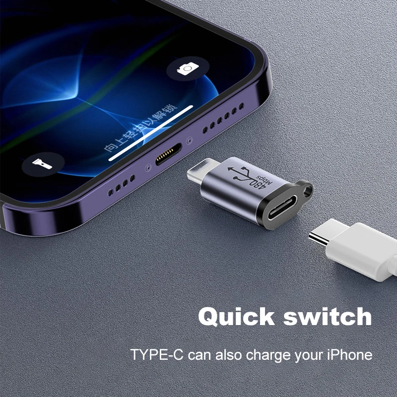 USB C To Lighning Adapter USB C Cable To IOS Fast Charging Connector Lighning Male to Type C Female Converter For iPhone