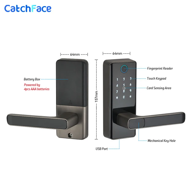 NEW Fingerprint TTLock Bluetooth Door Lock App Code Card Key Touch Single Latch Security Digital Electronic Smart Door Lock 3