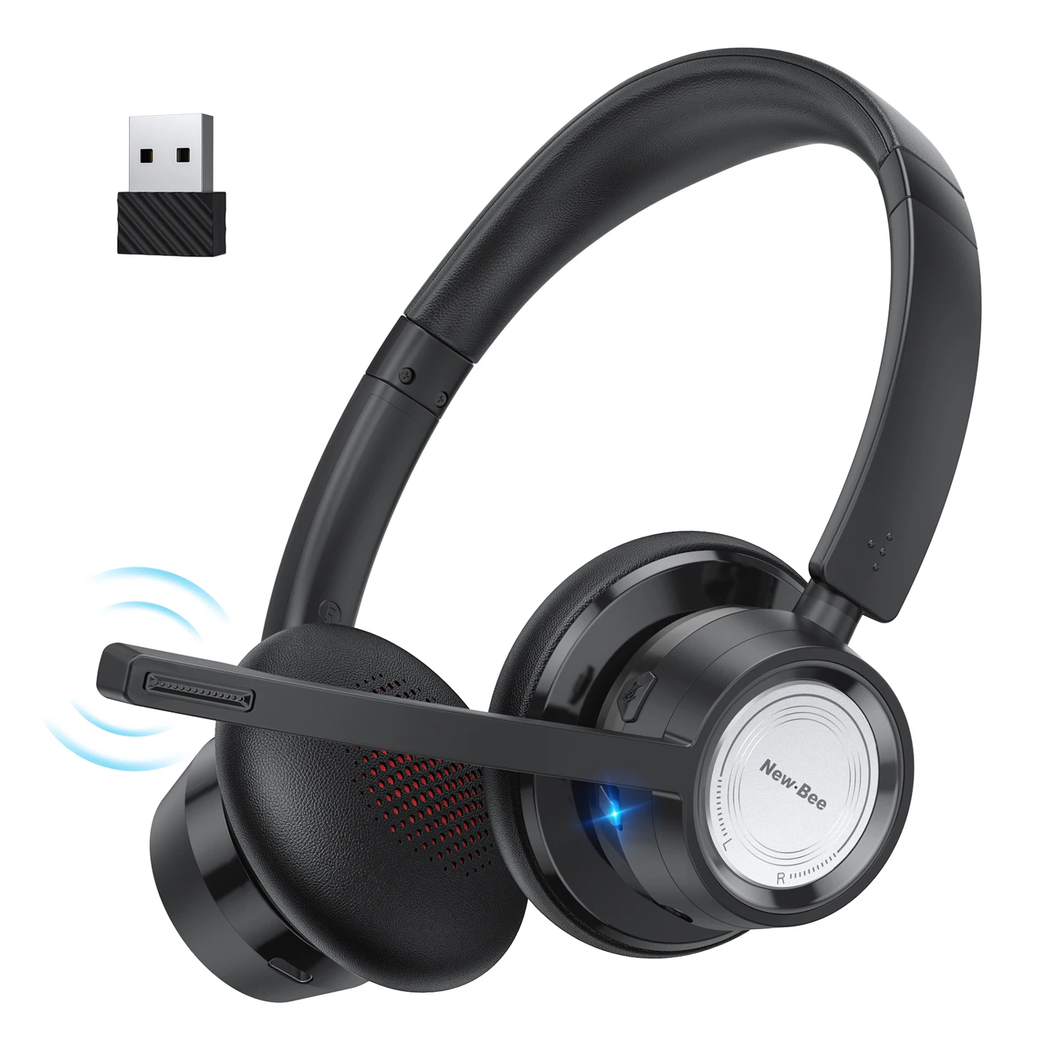  New Bee NB-V5.0 - Auriculares inalámbricos Bluetooth manos  libres 24 horas de conducción con 60 días de tiempo en espera con  cancelación de ruido, micrófono casco para iPhone Android Samsung portátil