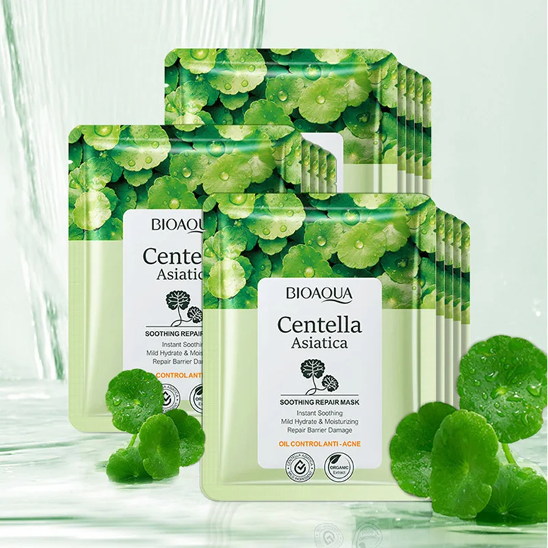 

BIOAQUA Centella Asiatica Soothing Facial Mask Anti-Acne Shrink Pore Oil Control Hydrating Moisturizing Repairing Barrier Damage