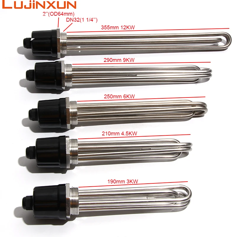 Lujinxun Heating Element With Probe / Ground Screw DN32 1 1/4 BSP Thread  3U Tubular Electrical Immersion Heater 3/4.5/6/9/12KW - AliExpress