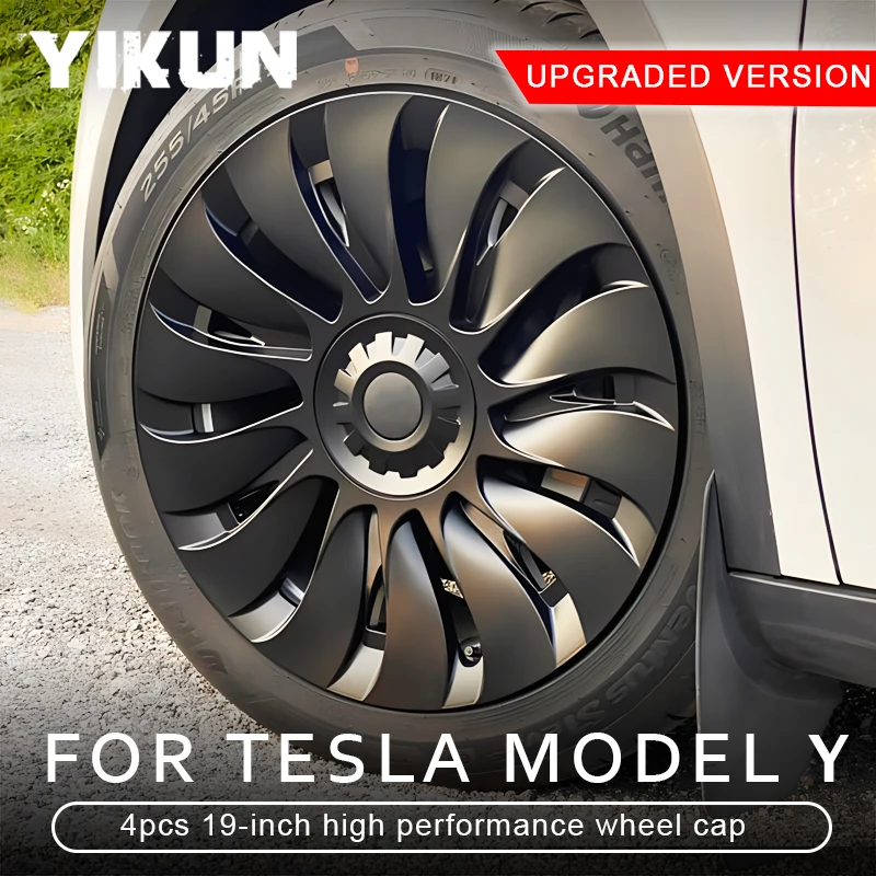 Wheel Hub Covers Wheel Hub Caps 4PCS Hub Cap for Tesla Model Y 19 Inch Performance Automobile Replacemen Hubcap Full Rim Cover Car Accessories