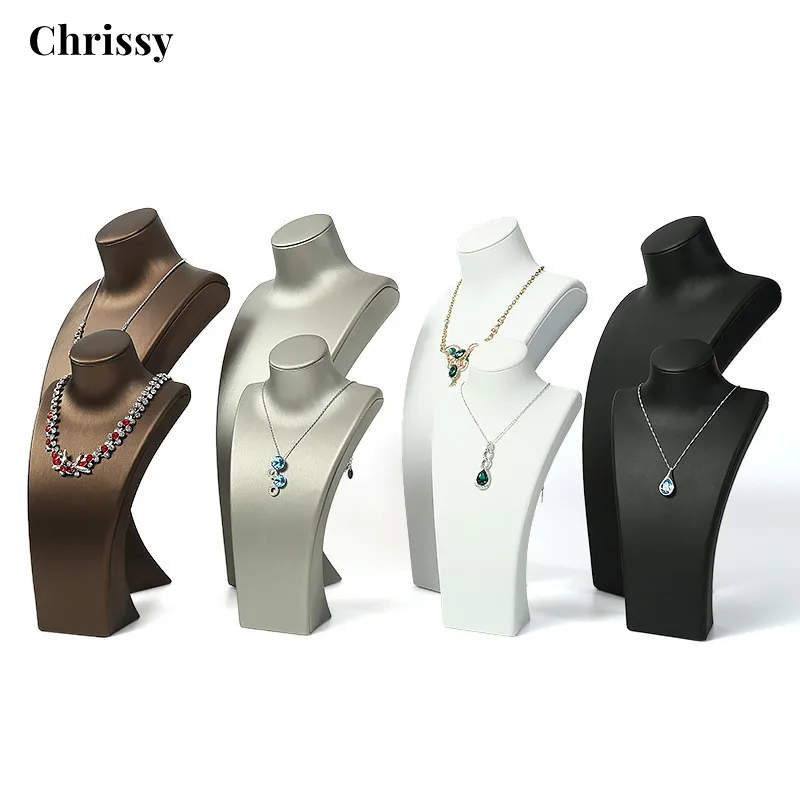 Luxury Pu Leather Display Bust Mannequin Custom Necklace Display Necklace Leather Display Stands
