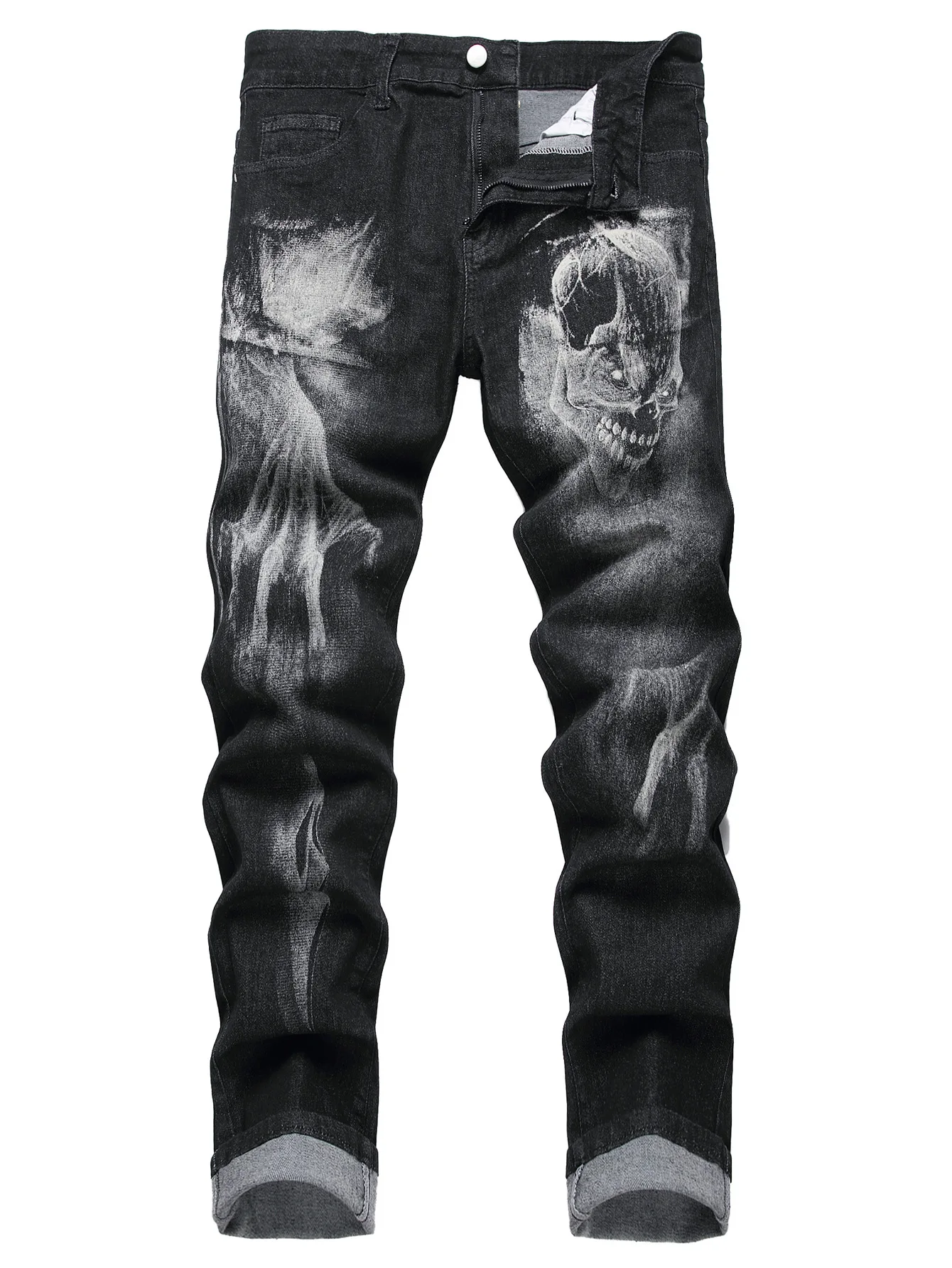 Blue Men's Jeans 3D Digital Print Stretch Denim Pants Blue Black White Trousers Men Fashion Slacks 28-34 36 38 40 42 6