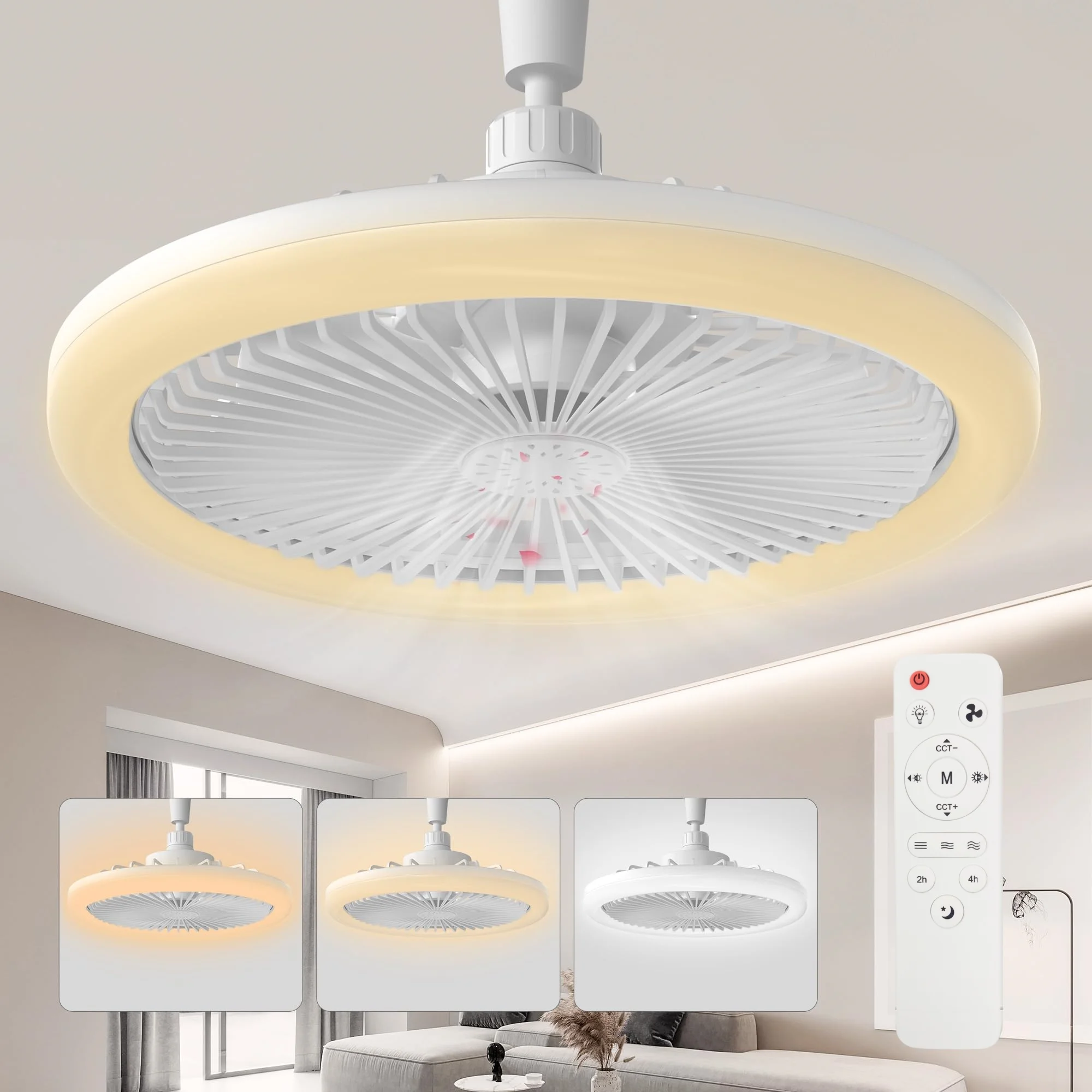 IRALAN Modern ceiling fan with light LED Fan Light E27 Screw Fan Light Remote Control Light Fan Ceiling Room decoration
