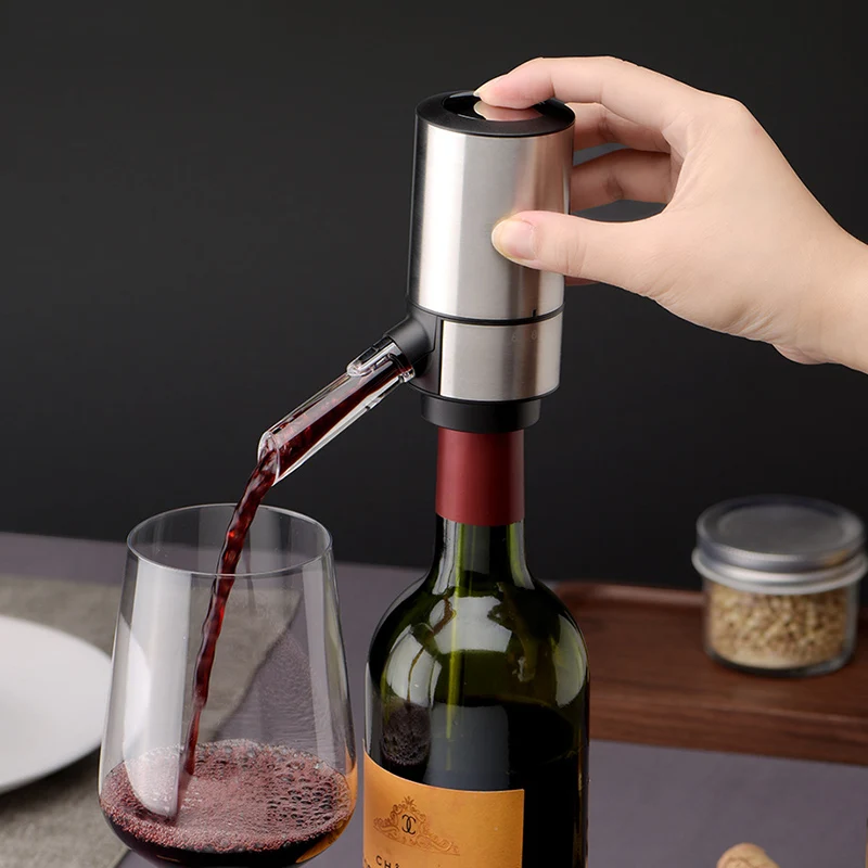 Electric Wine Decanter Stainless Steel Wine Dispenser 2 In 1 Whiskey Aerator Auto Pourer Battery