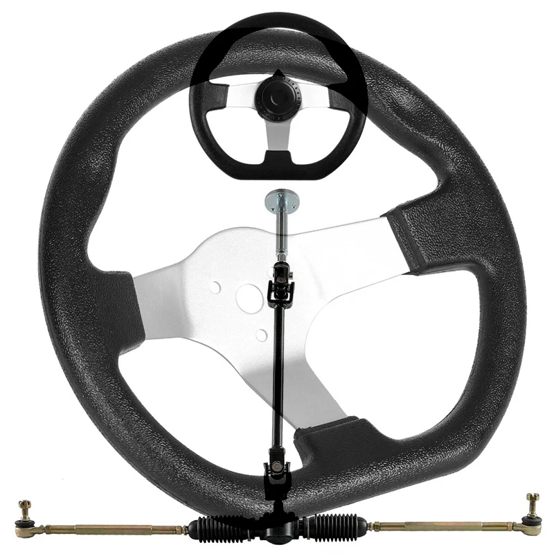 Go Kart Steering Wheel Steel Kit Gear Rack Pinion 320mm Adjustable Tie ...