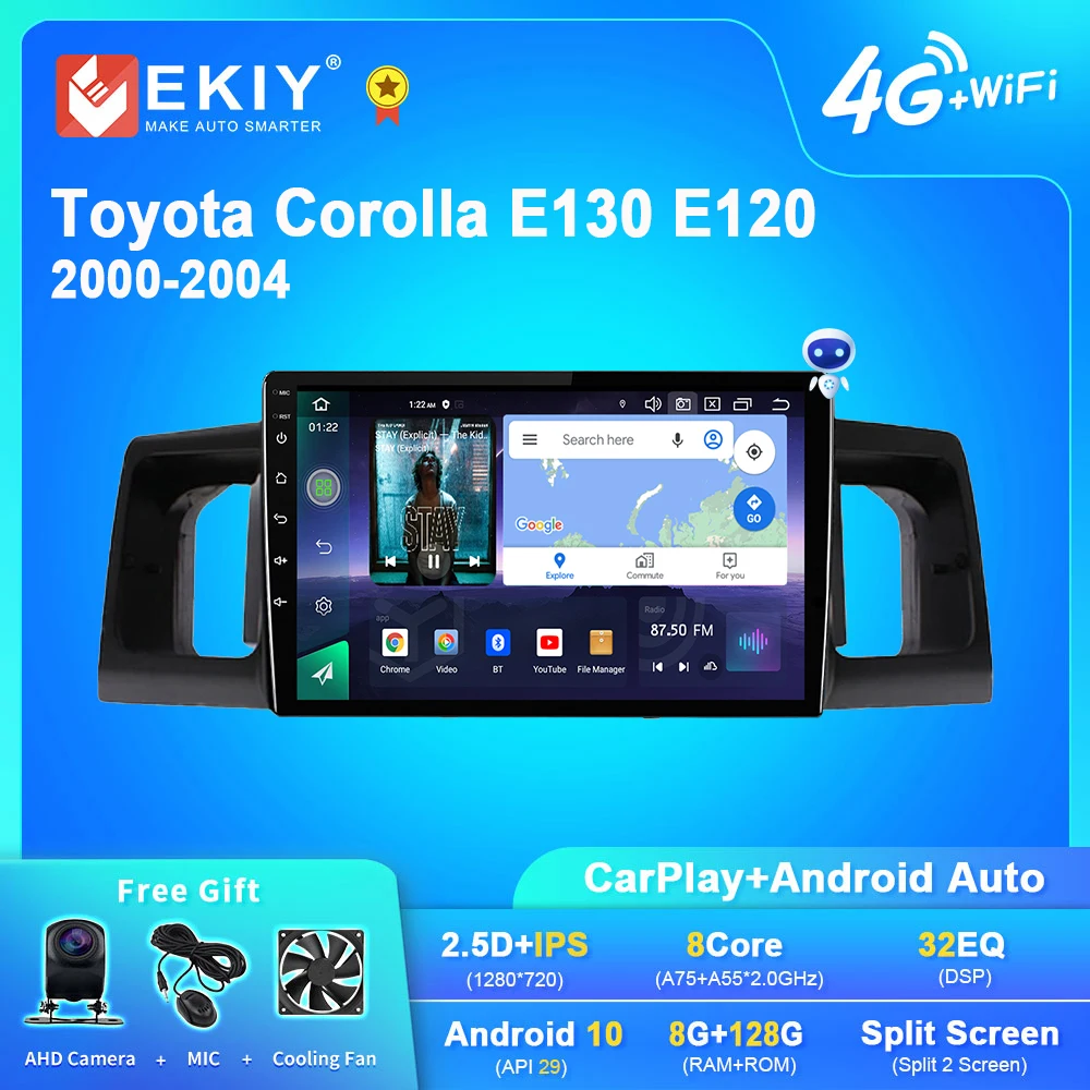 EKIY Q7 Android автомобильный радиоприемник для Toyota Corolla E130 E120 2000-2004 Navi GPS 1280*720 Carplay