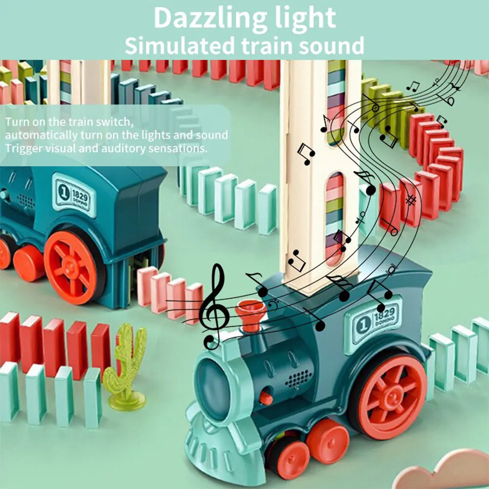 Domino Mini Train Automatic Placement Building Block Children's Electric Puzzle Toy Car
