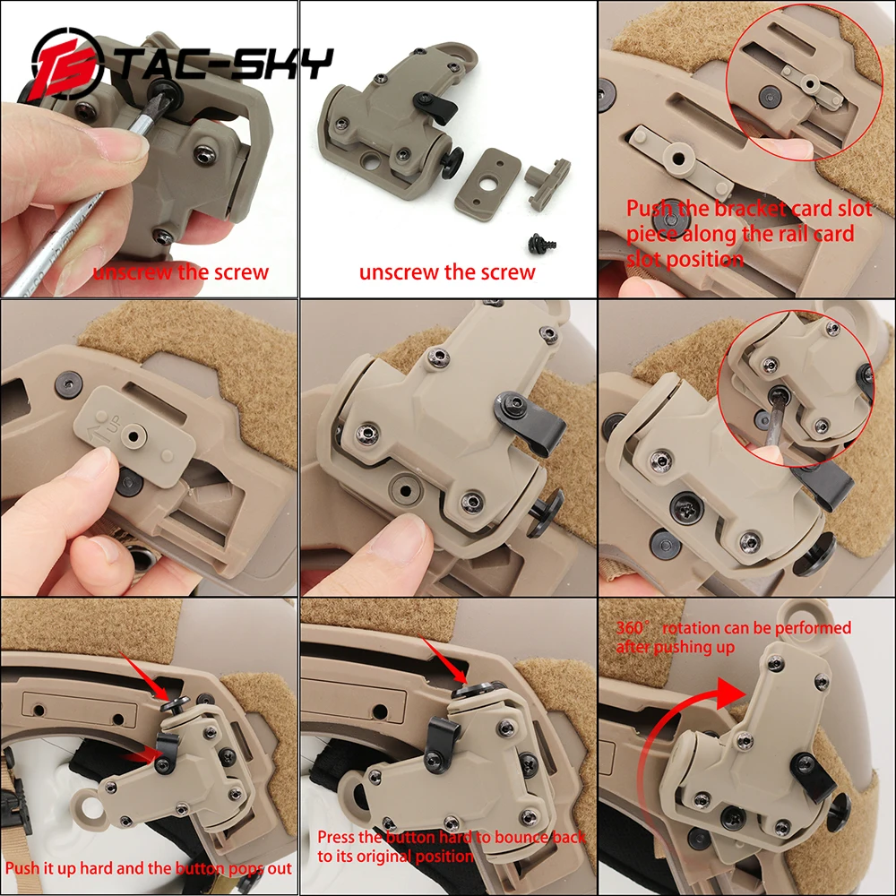 

TS TAC-SKY Adapter Wendy Tactical Airsoft Sports Helmet Rail Mount Compatible with RAC Headphones and Helmets