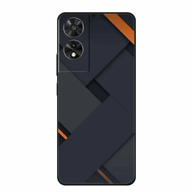 Black Geometric Silicone TPU Phone Case - Soft Back Cover Shield