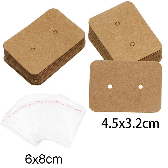 sets Kraft Paper Cards Jewelry Necklace Earring Display Holder with Self Adhesive OPP Bags Personal Business Retail Packaging