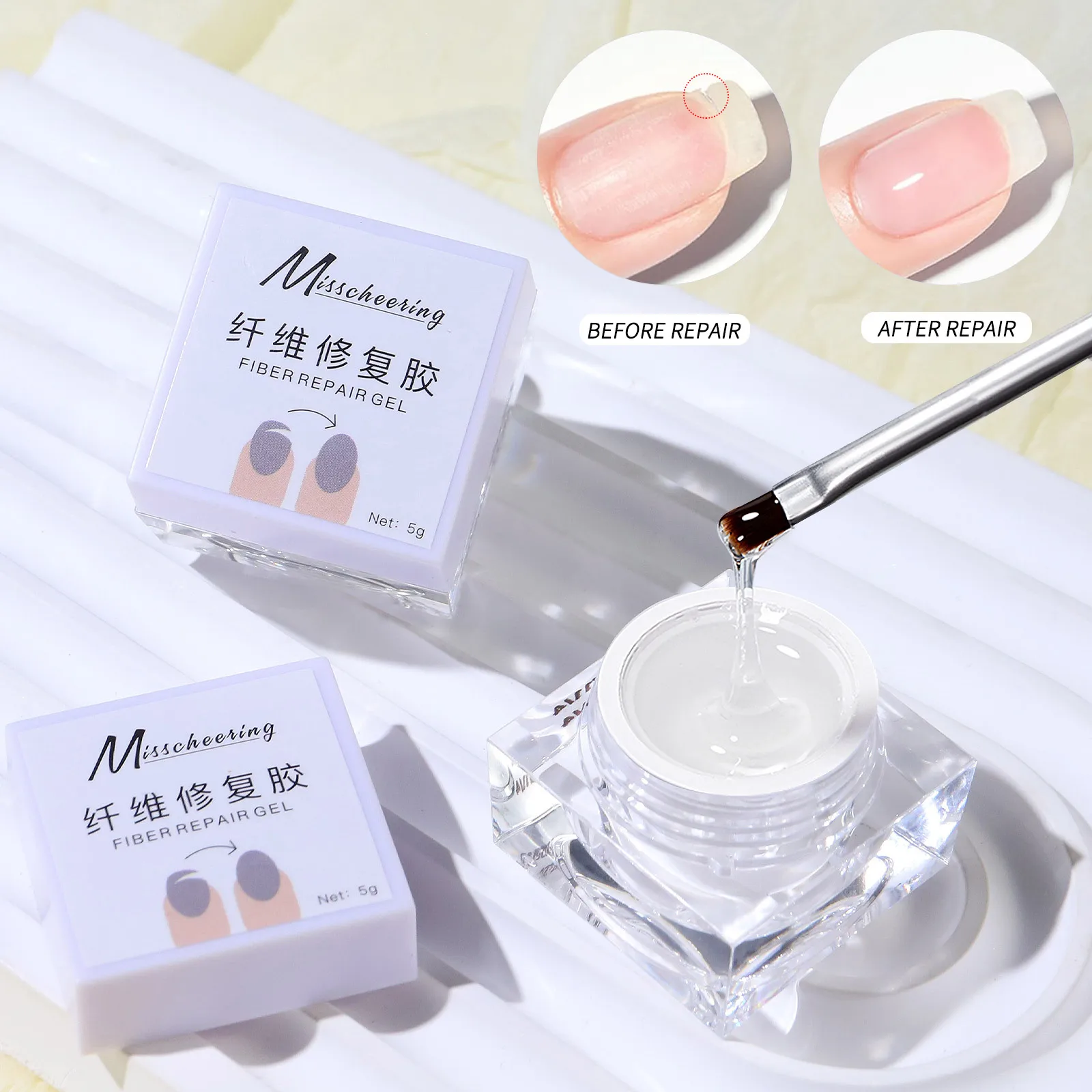 

CHUNSHU Fiber Repair Gel Polish Soak Off Nail Art Manicure Strengthen and Shape UV LED Quickly Repair Broken Nails Harmless 5g