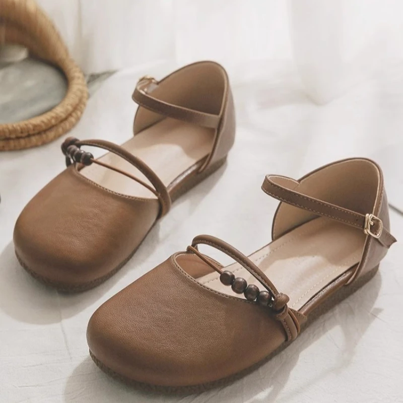 Leather Girls Ballet Flats Soft Sole Shoes for Autumn