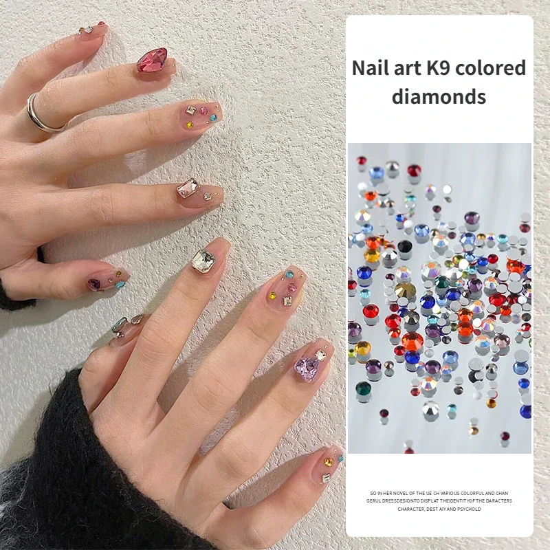 

200PCS Small Nail Art Fingertip Drill Colorful Shaped Flat Bottom Love Nail Art Drill Decoration Mixed Set Nail Art Stickers