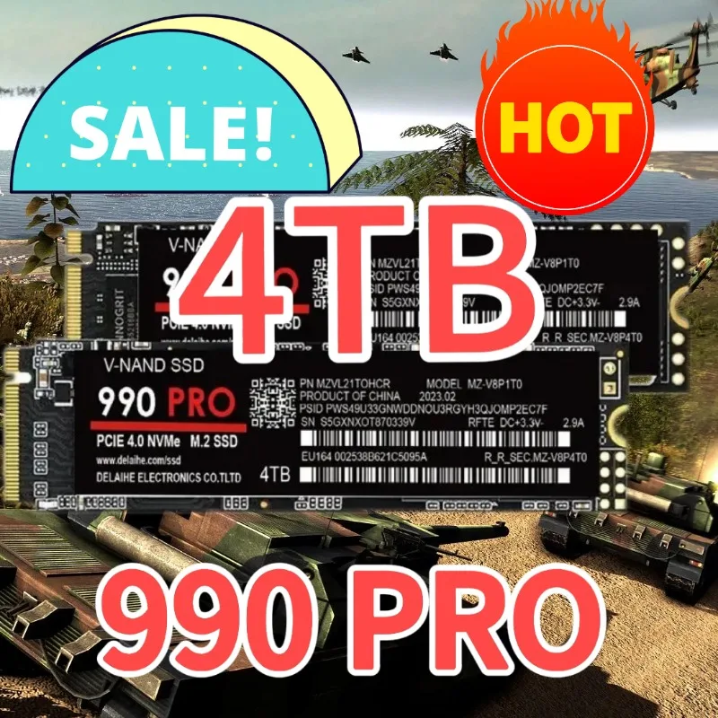 

High Speed Internal Hard Drive M.2 NVMe Original SSD 4TB 2TB 1TB 990PRO Solid State Hard Drive for Laptop Desktop PS5 2024 New