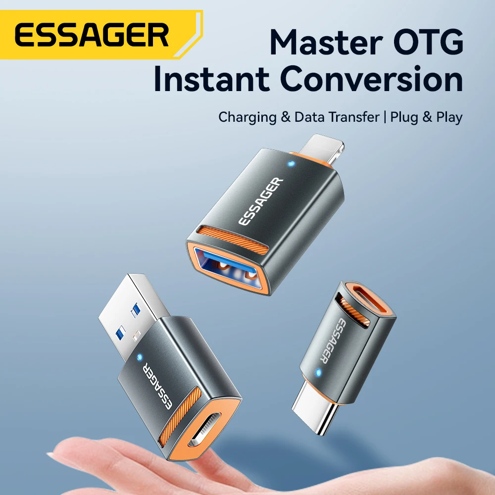 Essager USB 3.0 OTG Adapter Type C Female to USB Male Converter To Micro ip Fast Charging Adapter For Laptop Macbook Samsung otg adapter