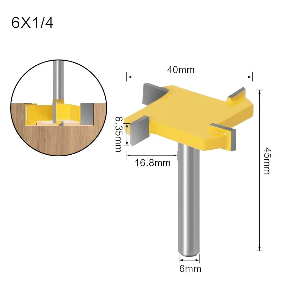 

6mm 1/4inch Shank Flush Trim Bit Z4 Milling Straight Edge Slotting Milling Cutter Cutting Handle For Wood Woodwork