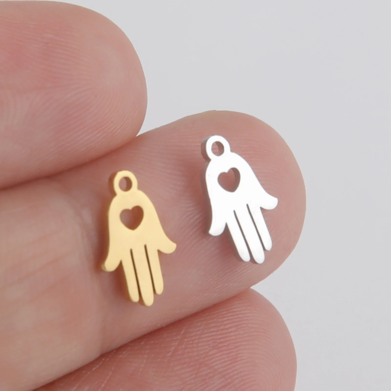 5 teile/los Liebe Herz Form Palm Charms Antike Fatima Hamsa Hand Anhänger Edelstahl Charme Schmuck Machen Geschenk DIY Zubehör