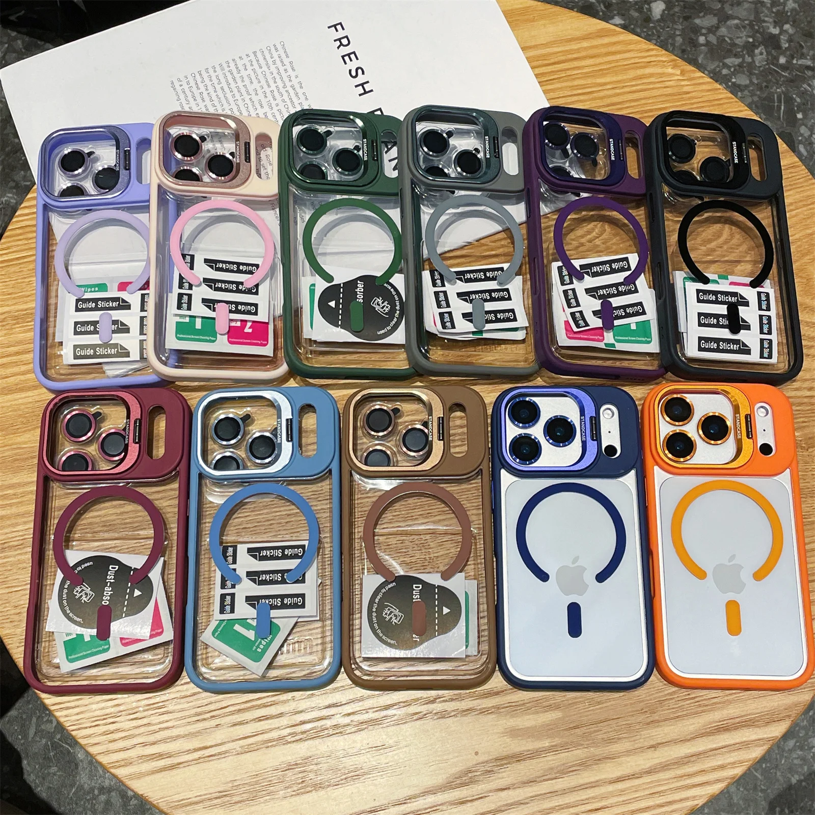 Magnetic Clear Slim Phone Case with Kickstand - Protective Cover