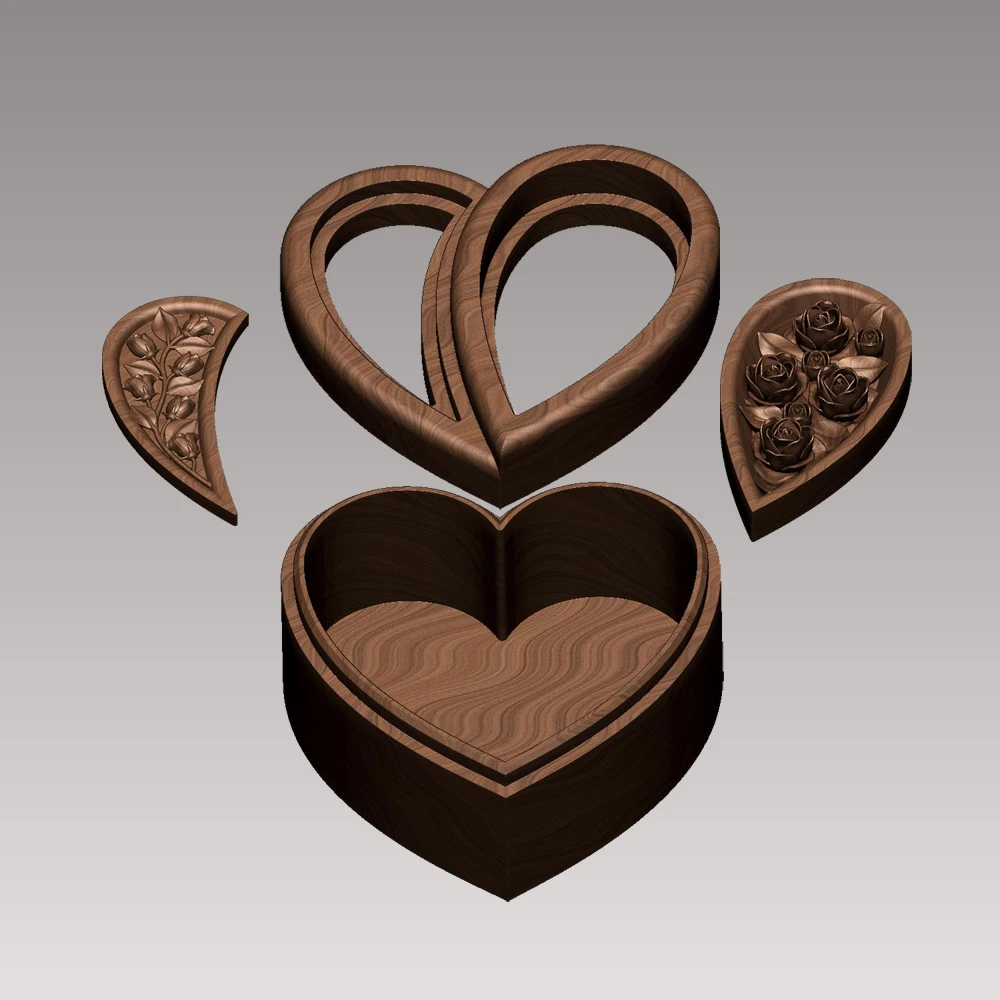 wood routers for sale 3D Model STL File Heart Box with Cover CNC Plans for CNC Router Engraving Support ZBrush Artcam Aspire Cut3d Wood Boring Machinery