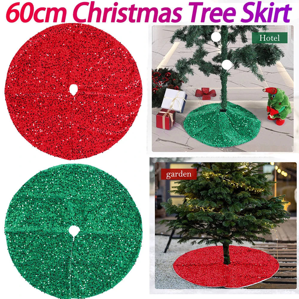 Christmas Tree Skirt with Small Sequins Red Tree Skirts Sparkling Sequin Tree Skirt for Winter Party Indoor Outdoor Decorations