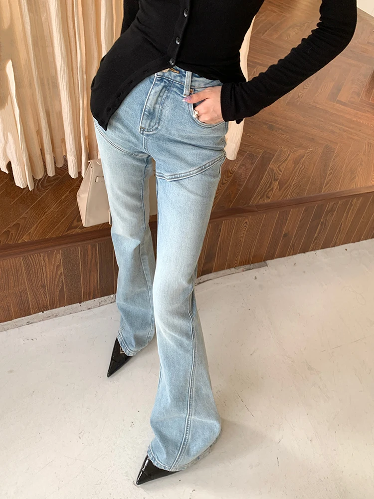 Fall Winter 2024 New Flare Jeans Women High Waist Slim-Fit Denim Pants Female Vintage Korean Fashion Trousers Designer Trendy