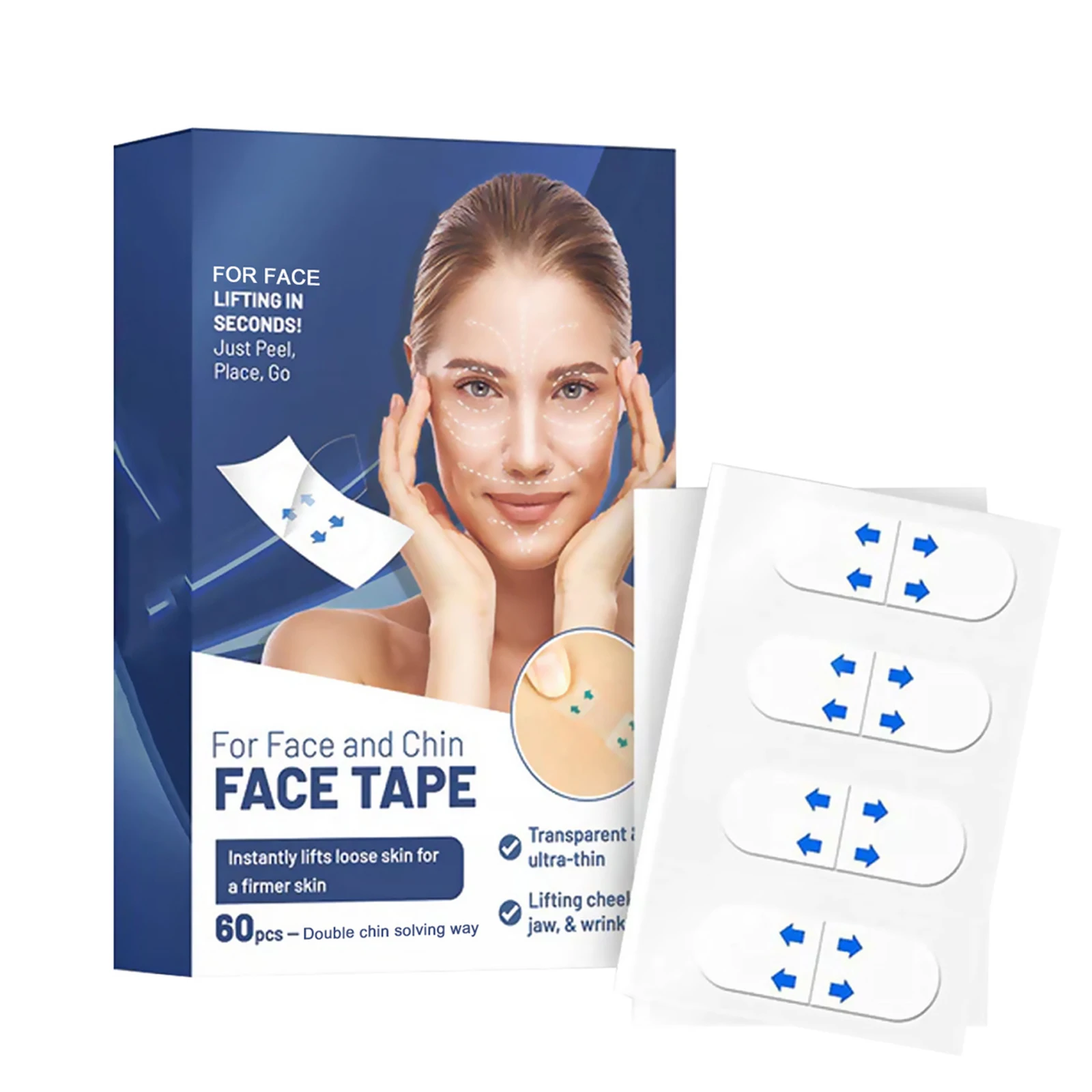 Skin Safe Tapeinvisible V Face Lift Tape 40pcs - Waterproof, Breathable  Skin Safe