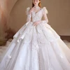 Jancember Superfine Customization Wedding Dresses Ball Gown High Neck Full Sleeves Embroidery Illusion Robe Mariage LSMX034 3