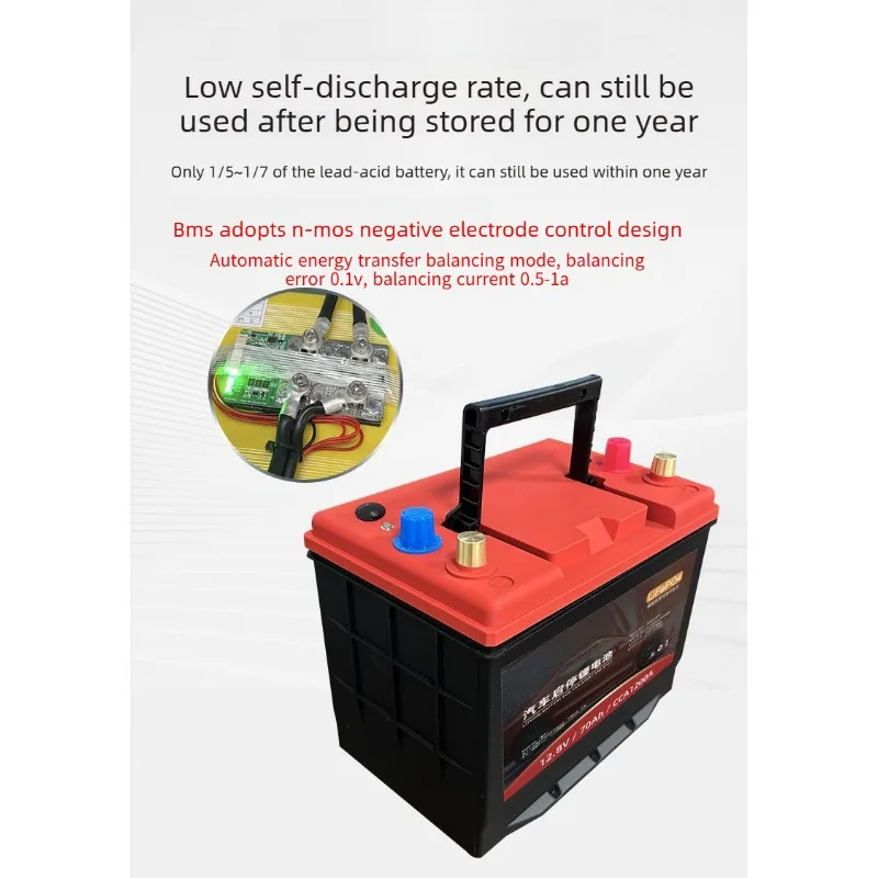 12V 100Ah LiFePO4 Car Battery, Low-Temperature Heating Starter High Capacity Sta